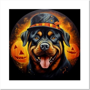 Rottweiler Dog Halloween Posters and Art